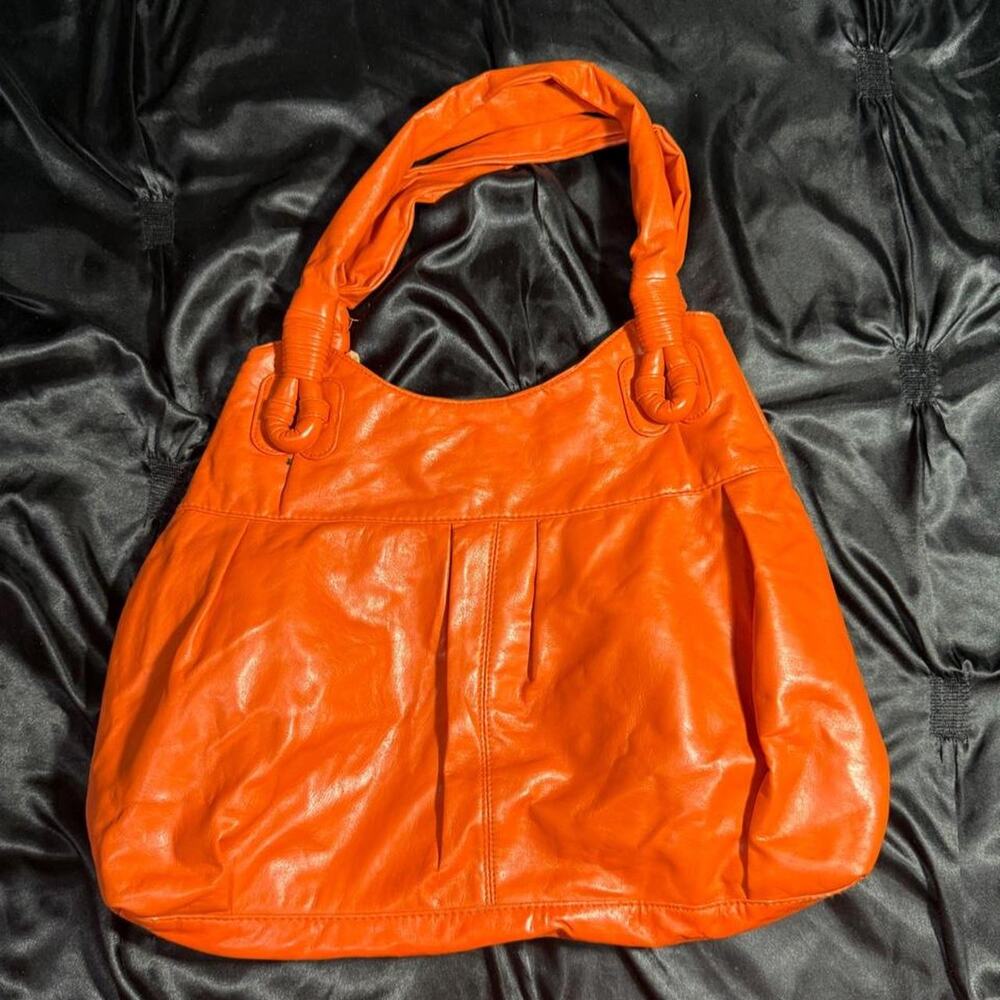 Orange lulu faux leather handbag